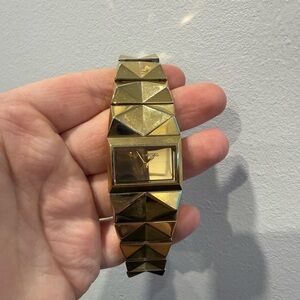 Karl Lagerfeld Gold Pyramid-Link Bracelet Watch